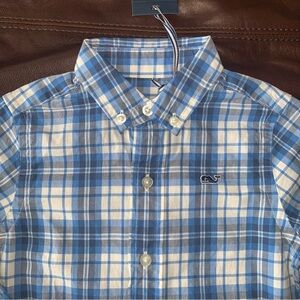 NWT VINEYARD VINES Shirt - Long Sleeve Button Down Boys 3T Toddler blue plaid